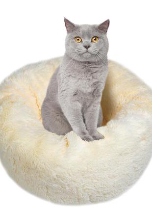 Лежак для кота или маленькой собаки red point donut мех персик 50 см7 фото