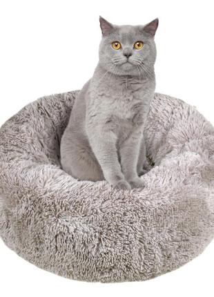 Лежак для кота или маленькой собаки мех серый 50 см red point donut1 фото