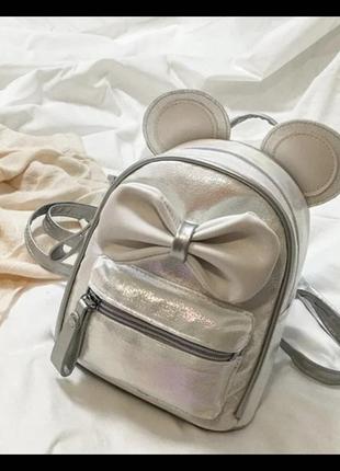 Міні-рюкзак з вушками срібло