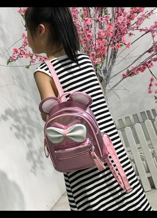 Міні-рюкзак рожевий з вушками3 фото