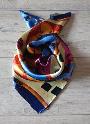 Австрийский винтажный шелковый платок бандана абстракция шов роуль2 фото