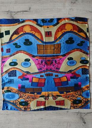 Австрийский винтажный шелковый платок бандана абстракция шов роуль3 фото