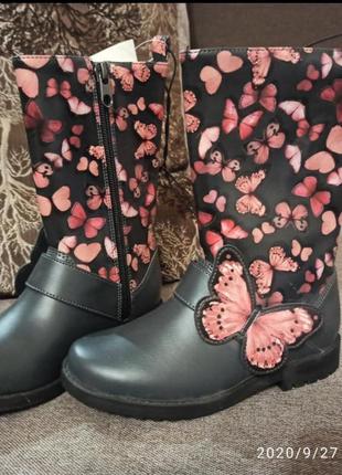 Сапоги высокие бабочки нм h&m сапожки для девочки демисезонные