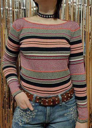 Тонкий свитер трикотажная полосатая кофта вискоза шелк gap, m размер