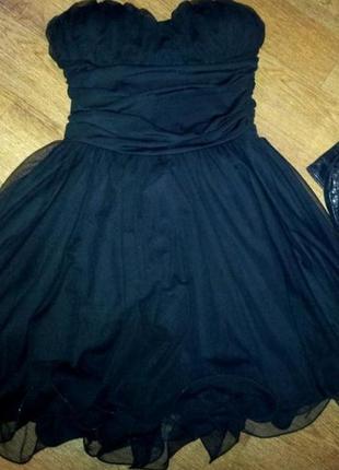Платье маленькое чёрное р.36 сетка с открытыми плечами