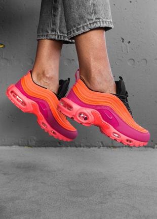 Яркие женские кроссовки nike air max plus 97 racer pink на весну лето оранжевые 22,5 см