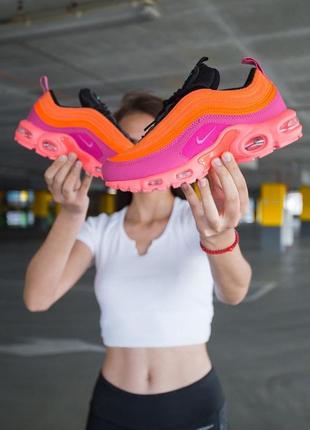 Яркие женские кроссовки nike air max plus 97 racer pink на весну лето оранжевые 22,5 см7 фото