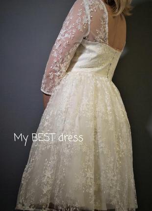 Знижка весільне міді плаття кружевне пишне chi chi london3 фото