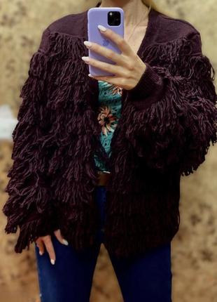 Жакет кофта кардиган куртка с дредами из ниток2 фото