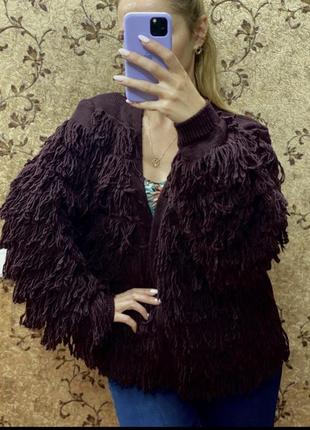 Жакет кофта кардиган куртка с дредами из ниток1 фото