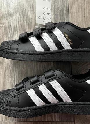 Кожаные кроссовки adidas superstar р.33,5 оригинал, на липучках, черные9 фото