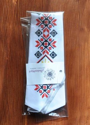 Краватка етно з вишивкою, чоловічий, хрестик1 фото