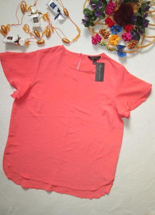 Шикарна ніжна блуза футболка коралового кольору з воланами new look