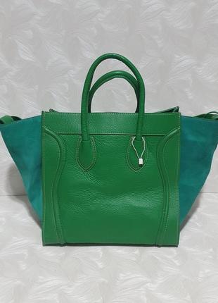 Кожаная сумка vera pelle в стиле селин2 фото