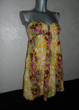 38/s*roxy*платье,желтый сарафан колокол хлопок индия2 фото