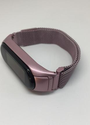 Металлический ремешок mi band 3 mi band 4 mi band 5 mi band 6 матовый розовый ❤️3 фото