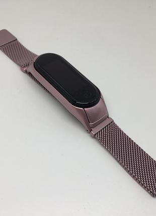 Металлический ремешок mi band 3 mi band 4 mi band 5 mi band 6 матовый розовый ❤️4 фото