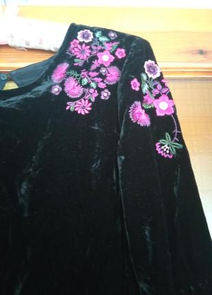 Бахратная кофта блуза с вышивкой с-м2 фото