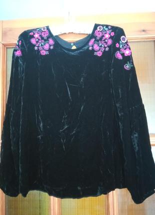 Бахратная кофта блуза с вышивкой с-м3 фото