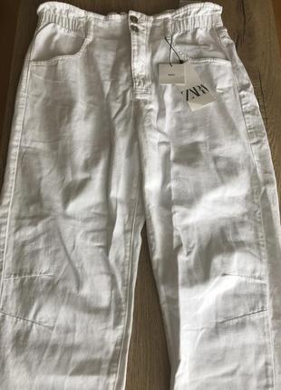 Zara зара 40 m l белые джинсы стильные белые высокие брюки baggy багги3 фото
