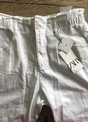 Zara зара 40 m l белые джинсы стильные белые высокие брюки baggy багги4 фото