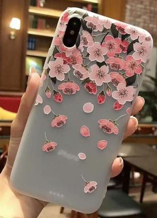 Чехол силиконовый с цветами iphone /6/ 6+/ 7/ 7+/ 8/ 8+/ х/ xr /xs/ xs/max/3 фото