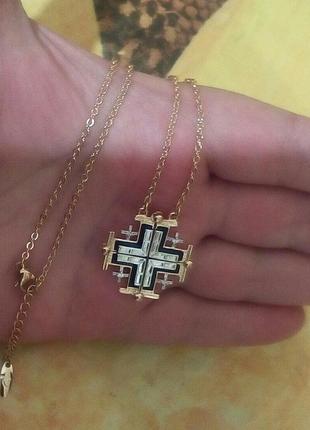 Кольє xuping хрестик 26х26 мм + ланцюжок 50х0.2 см вага 8.7 р позолота 18к,3.6.50