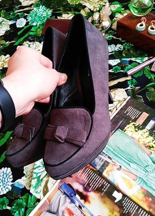Серые стильные туфли лодочки шпильки замш с бантиком новые от graceland 37 размер3 фото