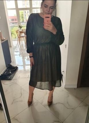 Сукня з оборкою з креп-шифону смарагдове
