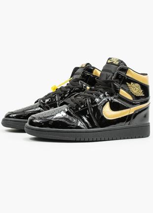 Nike air jordan 1 retro black\gold🆕 шикарные кроссовки найк🆕купить наложенный платёж5 фото