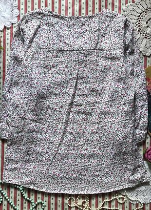 Рубашка блузка блуза лен лён в цветы tu размер 88 фото
