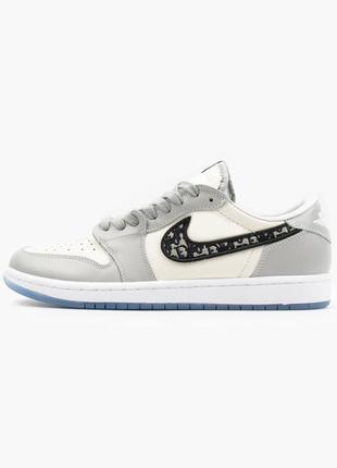 Женские кроссовки nike air jordan 1 low grey x dior