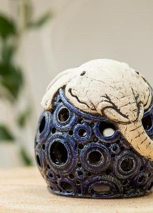 Керамический  подсвечник слон шар