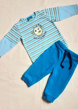 Комплект лонгслив в полоску и темно голубые штаны topolino германия на 9-12 мес (74см)