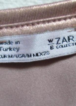 Бесподобная брендовая бронзово- золотистая футболка топ оверсайз zara оригинал.6 фото