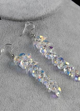 Шикарні сережки swarovski crystal ab