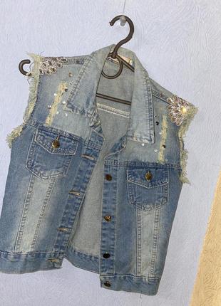 Джинсовка джинсовая жилетка m/l