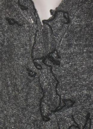Кардиган женский серый шерстяной с длинным рукавом. очень оригинальный. 46 р-р. шикарный!2 фото
