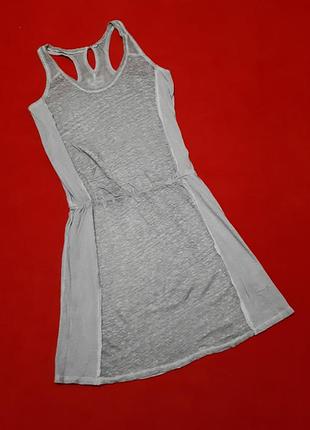 Льняной спортивний трикотажный сарафан серый р м сукня лляна сіра