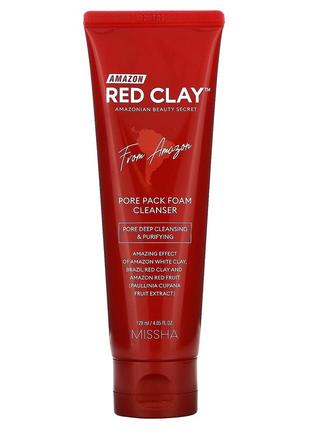Глиняная пенка-маска missha amazon red clay pore pack foam cleanser