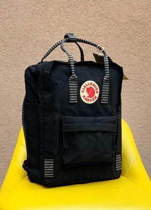 Рюкзак fjallraven kanken black черный с полосатыми ручками купить фьялравен канкен2 фото