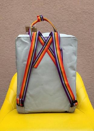 Рюкзак fjallraven kanken gray rainbow  фьялравен канкен серый с радужными ручками2 фото