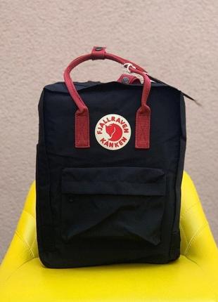 Рюкзак fjallraven kanken black черный  с красными ручками купить фьялравен канкен