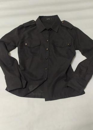 Рубашка черная базовая с карманами2 фото
