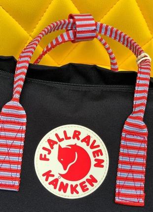 Рюкзак fjallraven kanken black черный с полосатыми ручками купить фьялравен канкен3 фото