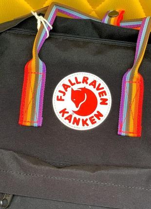 Рюкзак fjallraven kanken rainbow black купить фьялравен канкен черный с радужными ручками3 фото