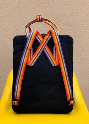 Рюкзак fjallraven kanken rainbow black купить фьялравен канкен черный с радужными ручками2 фото