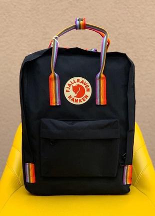 Рюкзак fjallraven kanken rainbow black купить фьялравен канкен черный с радужными ручками