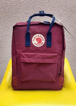 Рюкзак fjallraven kanken bordo бордовый с синими ручками купить фьялравен канкен1 фото