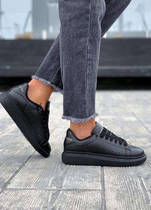 Alexander mcqueen black шикарні жіночі кросівки олександр маквін чорні 🌹🌈😍 стильний львів